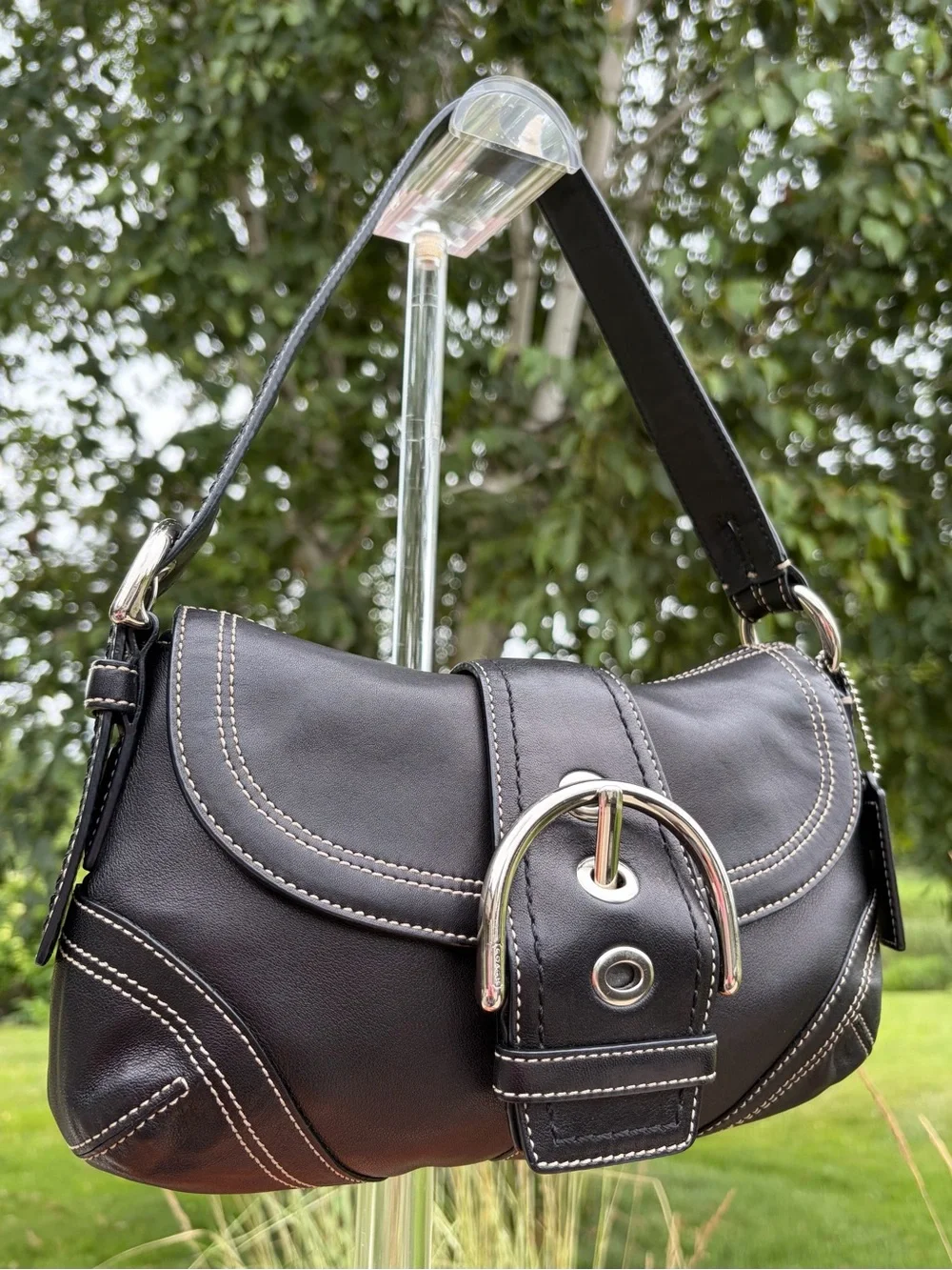 Vintage COACH Soho Flap Shoulder Bag Black Leather 10316 - Picture 16 of 17